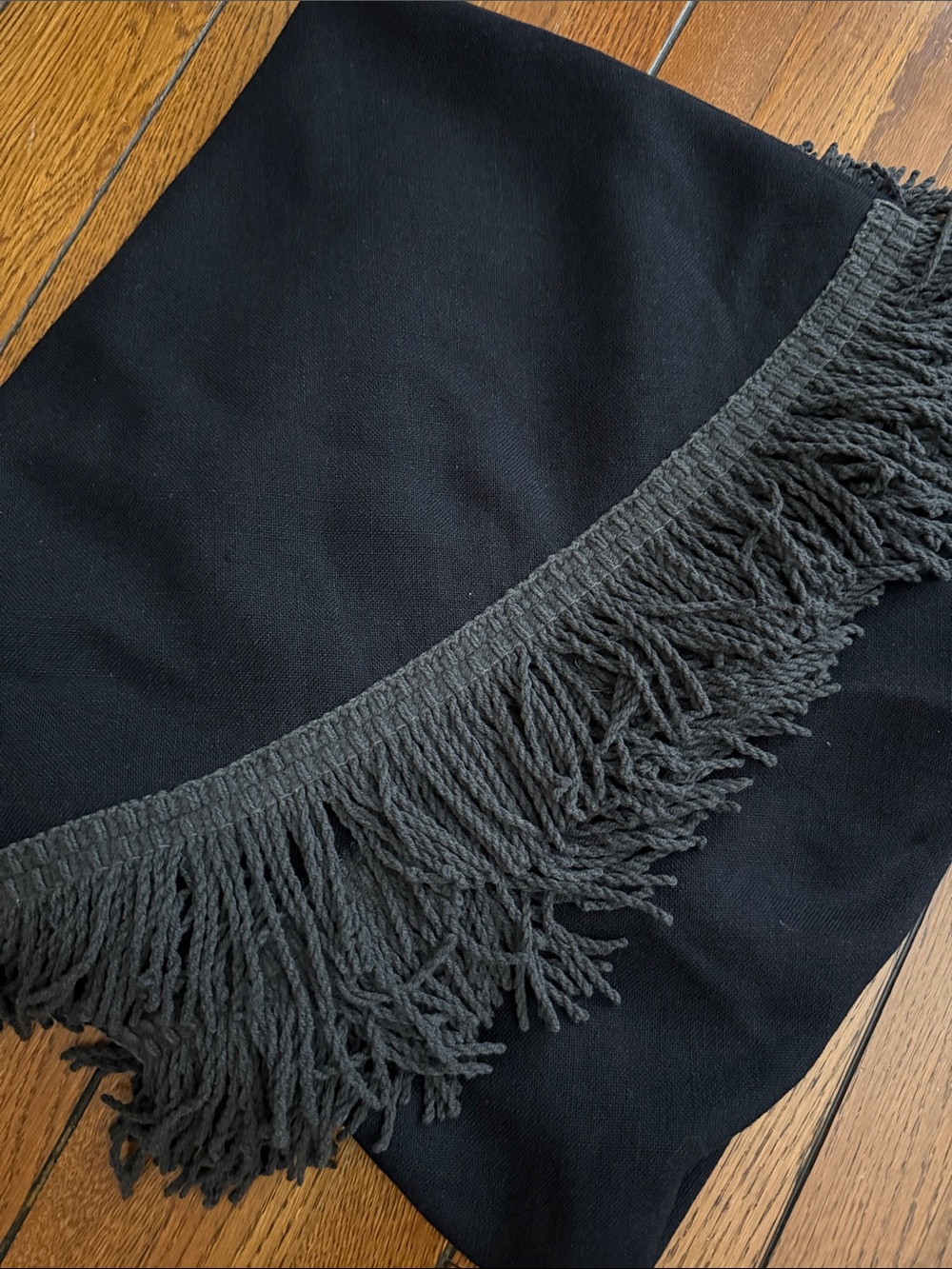 VTG | 60” Black Tablecloth with Fringe Trim